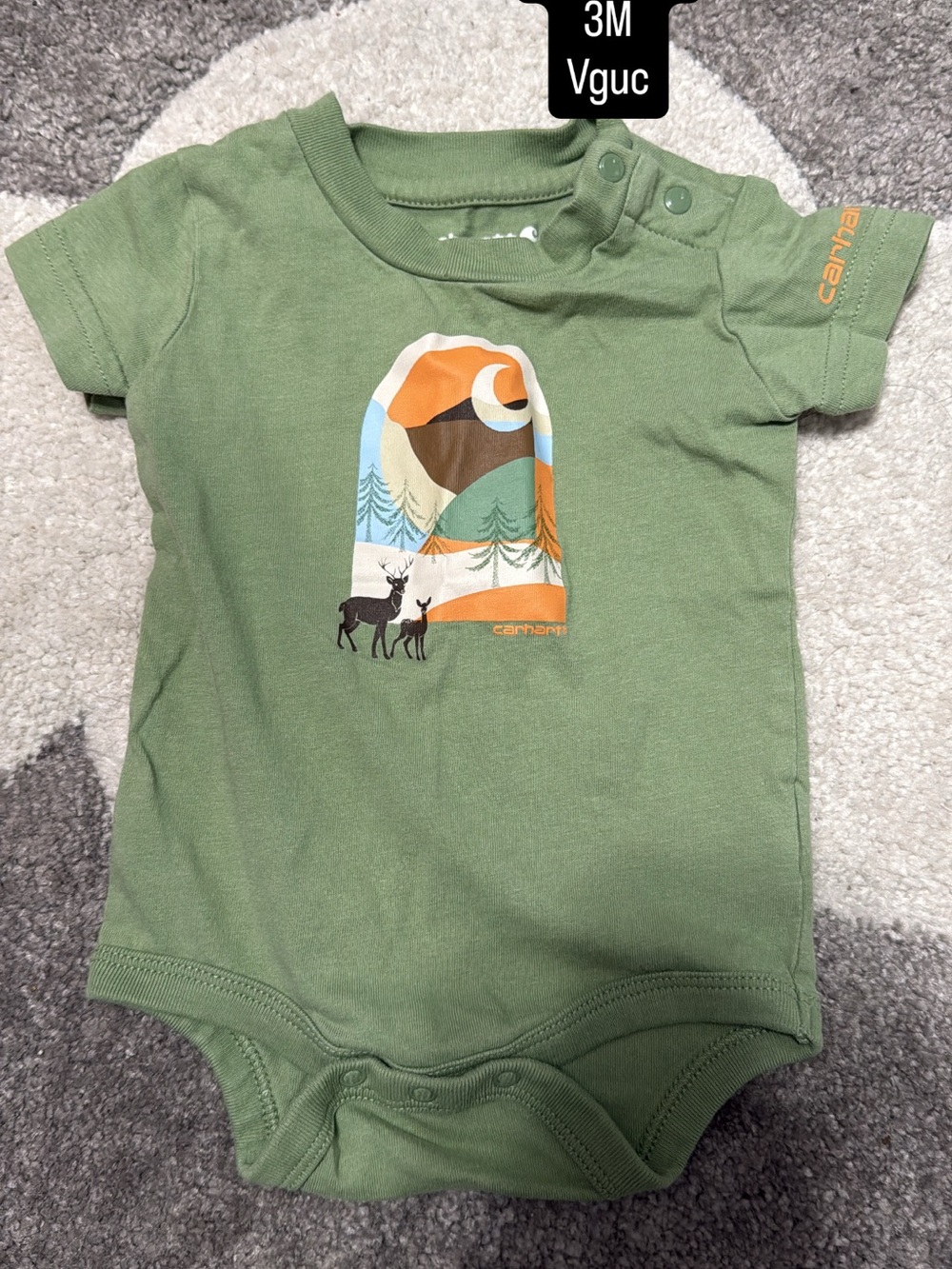 Carhartt Olive Green Graphic Baby One-Piece Romper